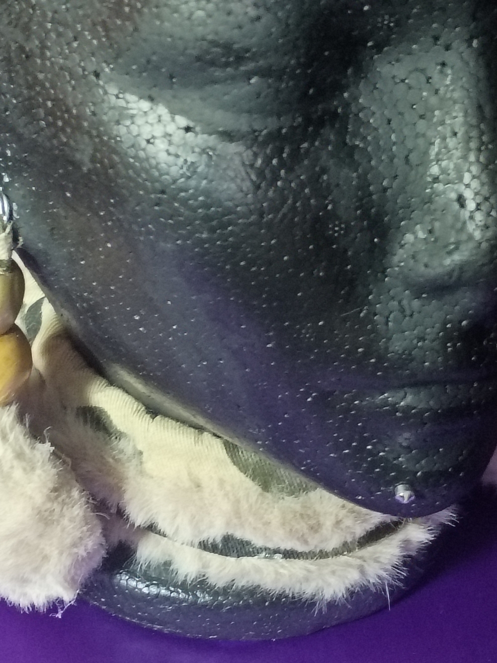 Faux Fur Trim Black Leather-Look